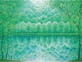 『朝霧の森』 岩絵の具・M50号