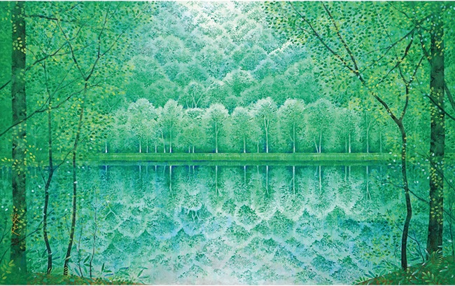 『朝霧の森』 岩絵の具・M50号