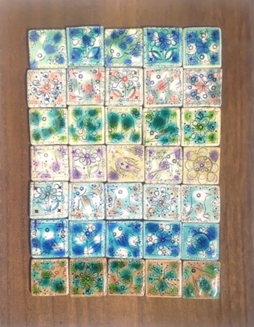 「鳥と魚の緑の世界」 26×20cm