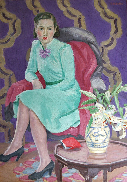 硲伊之助《F 令嬢像》1940年　笠間日動美術館蔵