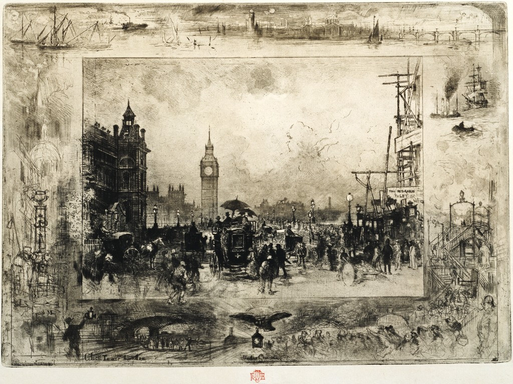 フェリックス・ビュオ 《ウェストミンスター・ブリッジ》1884年頃 エッチング、ドライポイント、ルーレット 国立西洋美術館