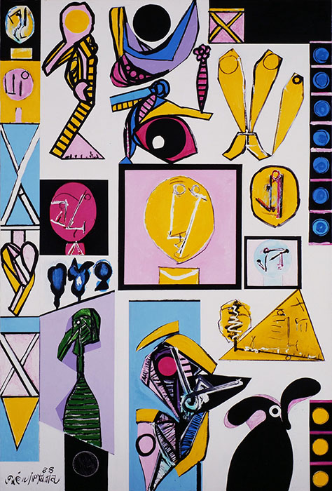 猪熊弦一郎 《ポートレイトの会話》 1988年　©公益財団法人ミモカ美術振興財団