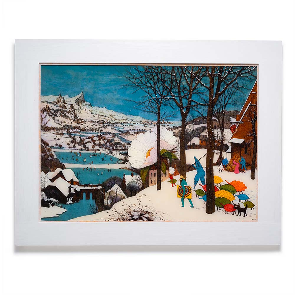 綿引明浩(絵画)
「美しき人生・雪中の狩人」
額サイズ:縦45×横62cm