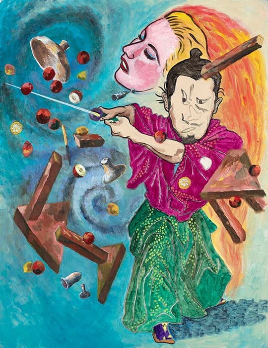 横尾忠則　椿五十郎　2001年頃　アクリル・布　53.1×41.3cm　横尾忠則現代美術館蔵