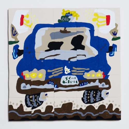 池口友理「自動車の絵」
30×30cm
アクリル絵の具、MDFの板