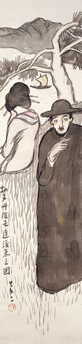 竹久夢二《切支丹伴天連渡来之図》大正中期　夢二郷土美術館【後期展示（2026年2月3日～3月1日）】