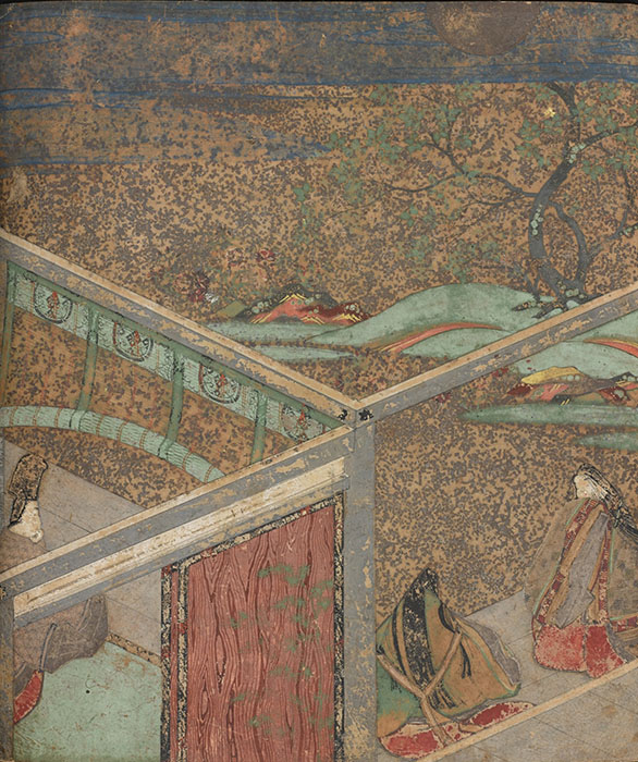 伊勢物語図色紙　第69段「君や来し」　1枚　南北朝～室町時代・14～15世紀　香雪美術館蔵　［展示期間：3/17～4/5