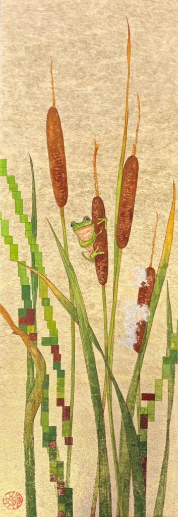 樋口絢女　

蒲　　WSM　

麻紙、箔、典具帖紙、岩絵具、顔彩