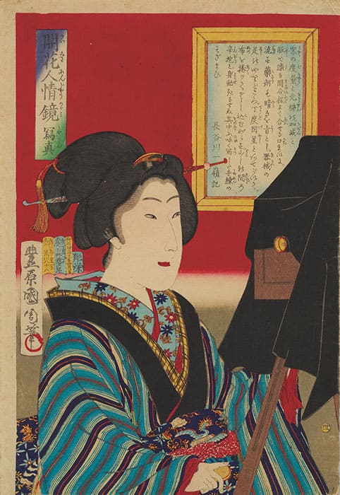 豊原国周「開花人情鏡　写真」すみだ北斎美術館蔵（前期）