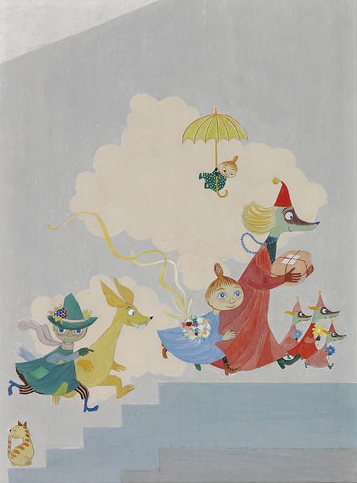 トーベ・ヤンソン「遊び1(アウロラ病院小児病棟の壁画のためのコンペティション用スケッチ)」
1955年 テンペラ、カンヴァス ヘルシンキ市立美術館
© Moomin Characters™
Photo © HAM / Hanna Rikkonen