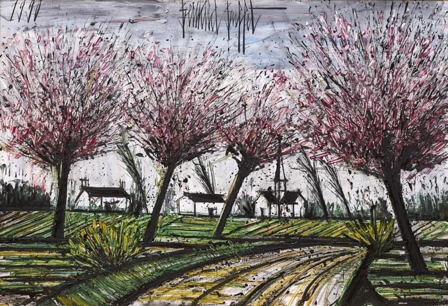 ベルナール・ビュフェ《リンゴの花の咲く道》1990 年　油彩・キャンバス