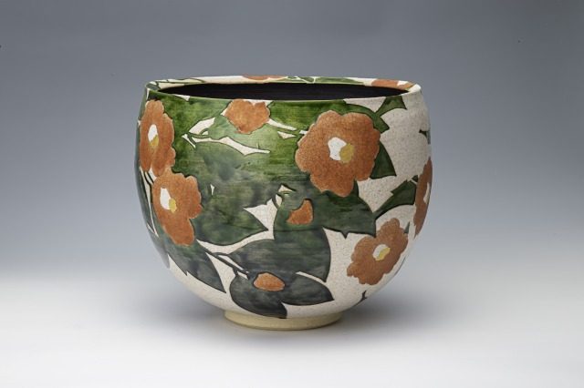 花文大鉢「椿」 径38.7×高31.2㎝