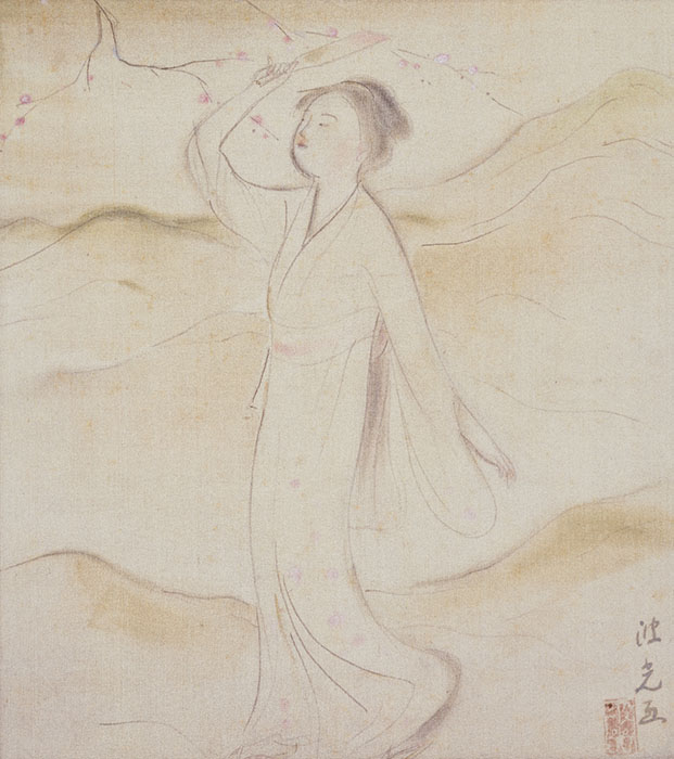 入江波光《追羽子》