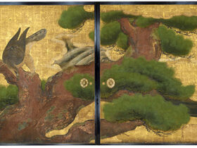 重要文化財　狩野山楽筆　二条城二の丸御殿〈大広間〉四の間《松鷹図》（部分） 京都市（元離宮二条城事務所）