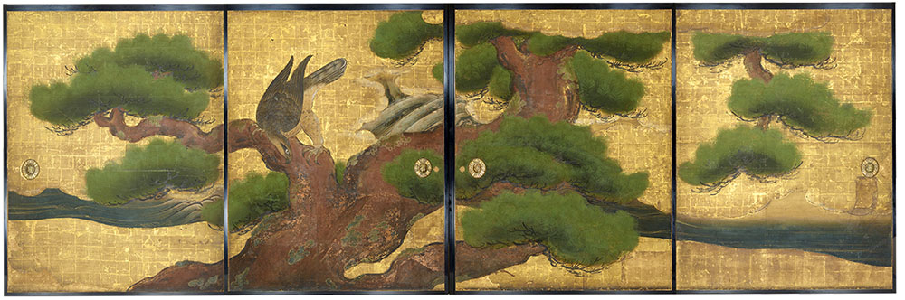 重要文化財　狩野山楽筆　二条城二の丸御殿〈大広間〉四の間《松鷹図》（部分） 京都市（元離宮二条城事務所）