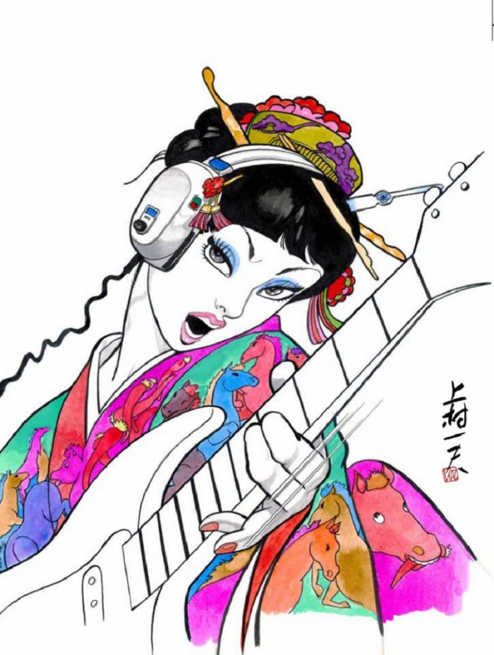 上村一夫 「Rockin’ 午娘 (うまむすめ)」 紙にジクレープリント　 35.0×26.2㎝