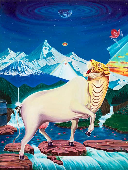 横尾忠則　丑年から寅年へ　1973年　アクリル・布　60.5×45.7cm　横尾忠則現代美術館蔵