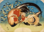 葛飾北斎《露草に鶏》団扇絵判錦絵　天保3年(1832)頃　RISD美術館蔵 Courtesy of the Museum of Art, Rhode Island School of Design, Providence Gift of Mrs. John D. Rockefeller, Jr.　