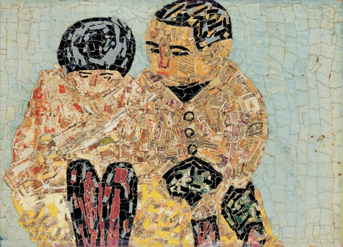 《ともだち》1938年　貼絵　
©Kiyoshi Yamashita / STEPeast 2025