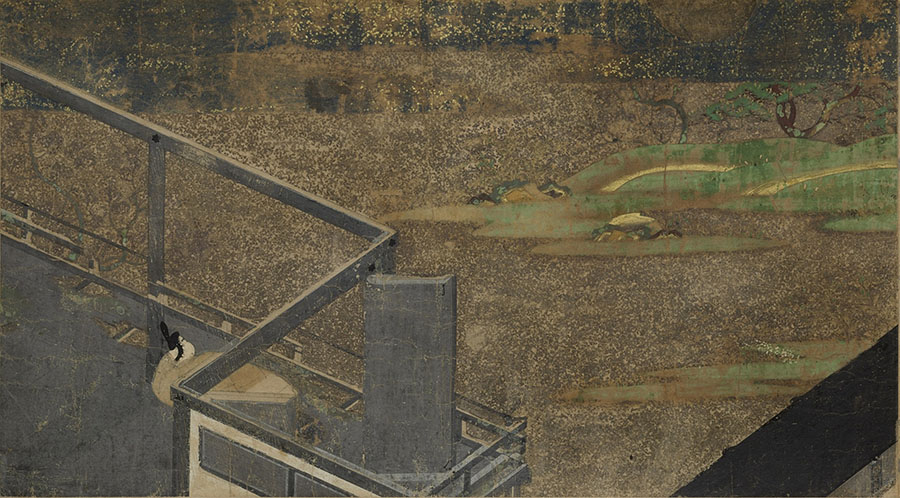 重要文化財　伊勢物語絵巻　第4段「西の対」部分　1巻 鎌倉時代・13～14世紀和泉市久保惣記念美術館蔵　［展示期間：2/21～3/15］