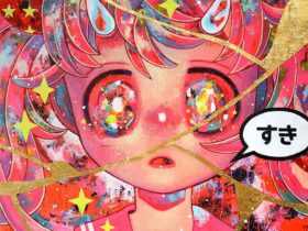 壊れたものたちへ#1/ 2025 /パネル、キャンバス、新聞、アクリル、油彩、金箔/ 116.7× 91cm ©2025 HIKARI SHIMODA