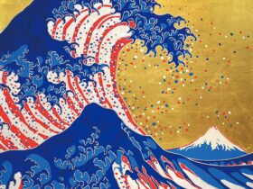 Great Wave tricolor golden back」　72.7×72.7cm
