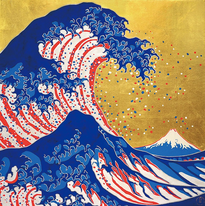 Great Wave tricolor golden back」 72.7×72.7cm