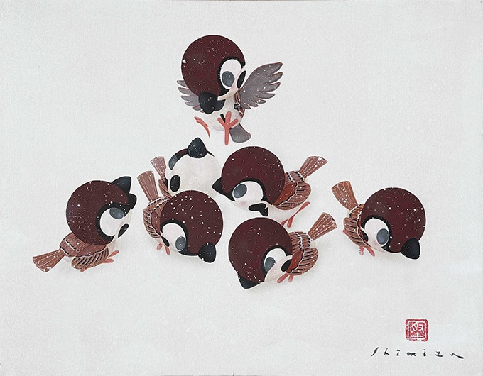 「雪中寒雀図」6F