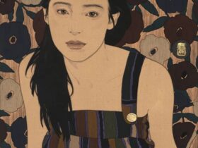 「少女より始むる 弐・菜々子」 45.0×45.0cm 亜麻布・岩絵具・膠・墨・金銀泥