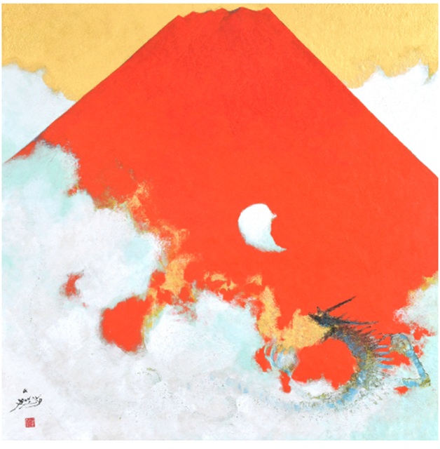 「赤不二に龍声」(日本画、S12号)