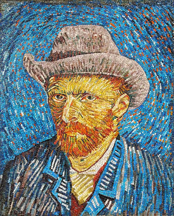 灰色のフェルト帽を被った自画像