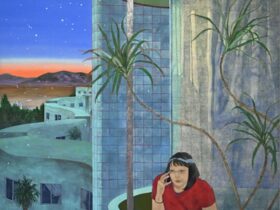 《月の方がまだ近い》、1620×1303mm、和紙、岩絵具、水干絵具、2025