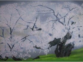 中島千波「臥龍櫻」 （縦57×横80cm、リトグラフ）