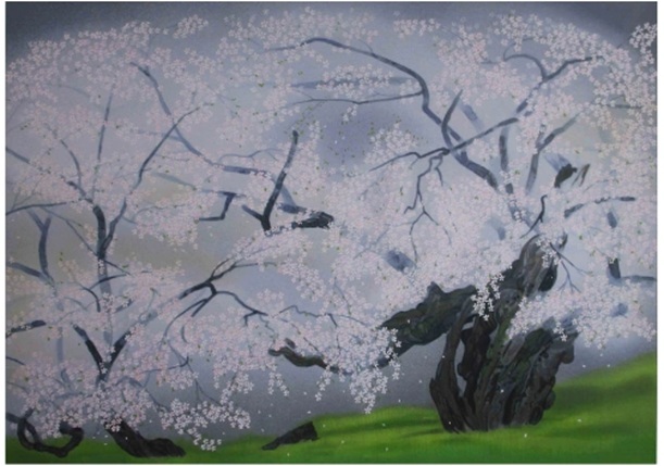 中島千波「臥龍櫻」 （縦57×横80cm、リトグラフ）