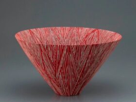 増原嘉央理 「紅白鮮 斜陽」 （径33.5×高さ19cm）