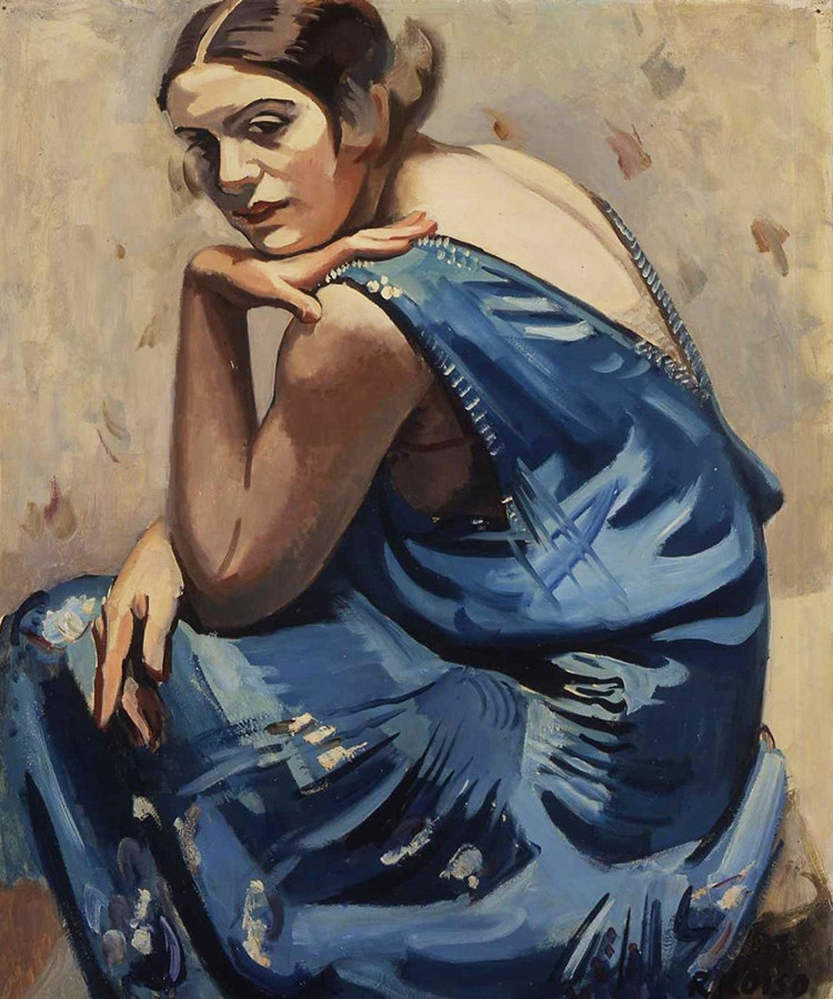 小磯良平《青衣の女》 1929年 神戸市立小磯記念美術館蔵