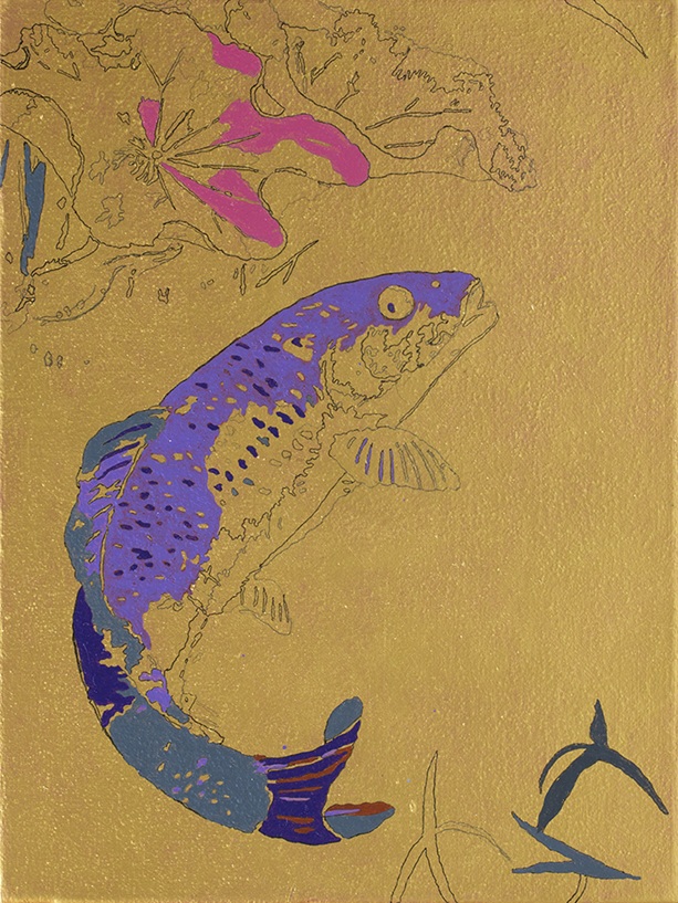 「温故知新 n.32-pesce（魚）」</span><br />24&times;18cm、カンバス、鉛筆、インク、アクリル絵具