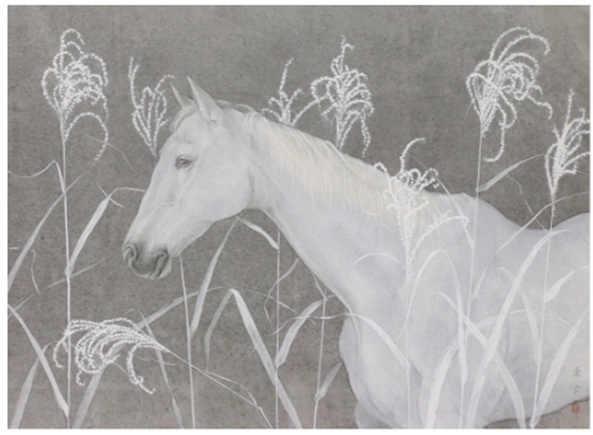 中村勇太「白馬入蘆花」（P20号 紙本・共シール）