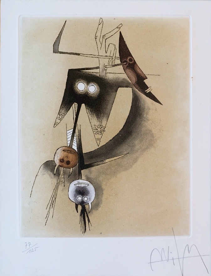 ヴィフレド・ラム　Wifredo Lam Croiseur Noir3　1973　エッチング　Etching　Ed.125