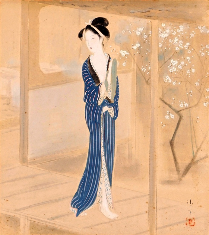 鏑木清方「春雨の宿」　Kiyokata Kaburagi ‘Sheltering from spring rain’