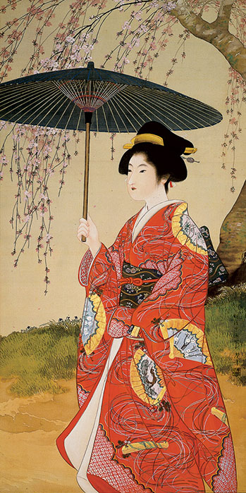 寺崎広業 《美人観花》 1904年 株式会社ヤマタネ蔵