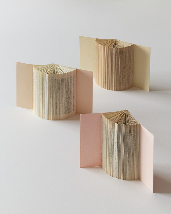 福田尚代《翼あるもの/岬より『楽しみと日々』ほか》2003−2022年 頁を折り込まれた書物 作家蔵 撮影:高橋健治