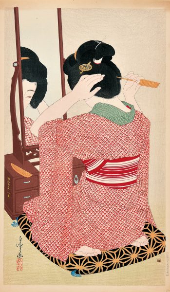 平野白峰《対鏡(鏡の前)》昭和7年(1932) 渡邊木版美術画舗版