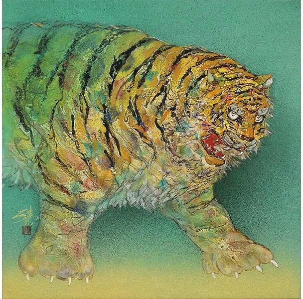 山田雄貴【吠え虎】日本画、S6号