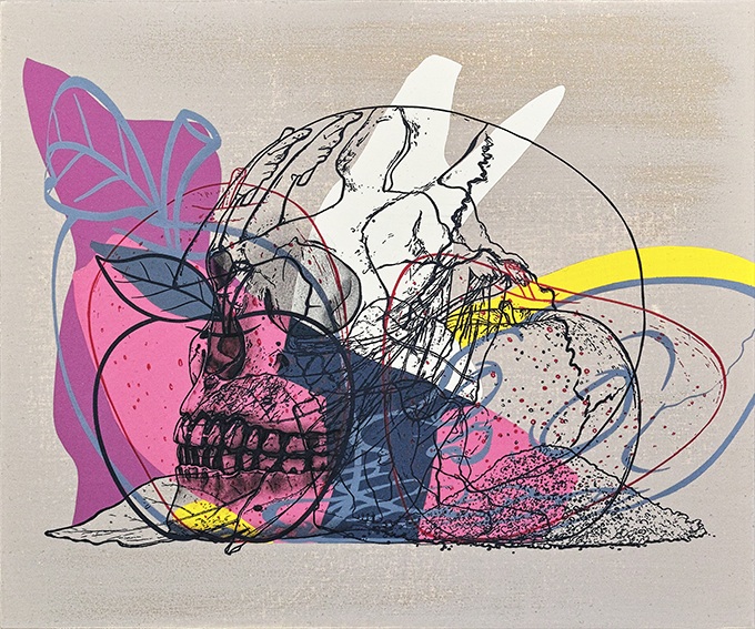 「boundary 父と果実 ミクストメディア」37.9x45.5