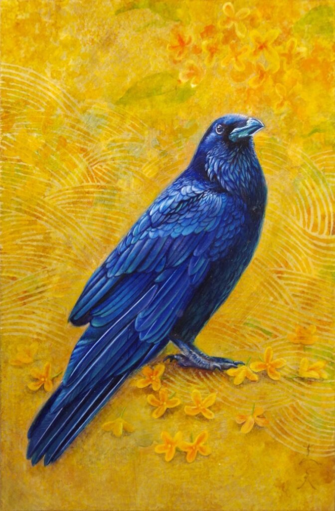 「カラスと金木犀」30.6×20.1cm