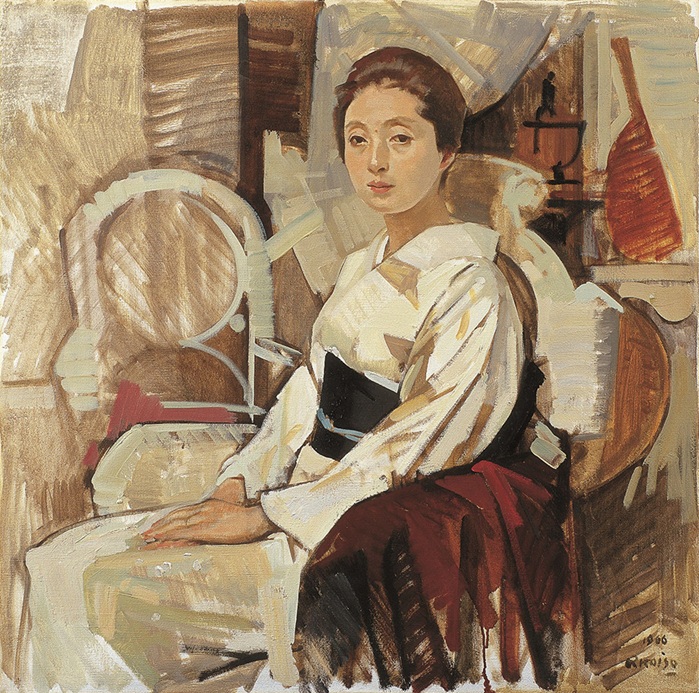 小磯良平《着物婦人像》 1966年 個人蔵