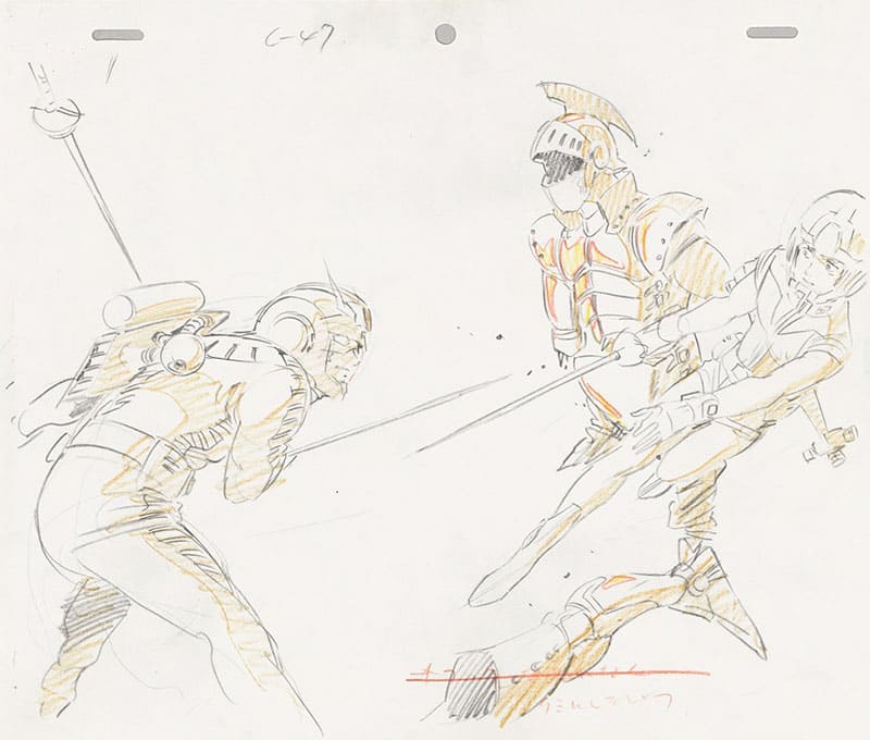 『機動戦士ガンダムⅢ めぐりあい宇宙(そら)編』(シャアとアムロの決闘)原画 © 創通・サンライズ