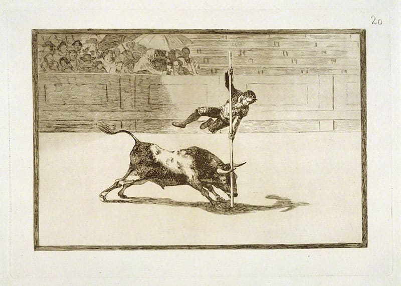 《20番 マドリード闘牛場でフアニート・アビニャーニが見せた敏捷さと大胆さ》1816年（初版）エッチング、アクアチント