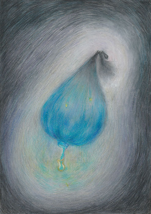 福田尚代《夢ノート/袖の涙/泉 #01 》 2023–2024年 夢ノートに着彩(色鉛筆) 個人蔵